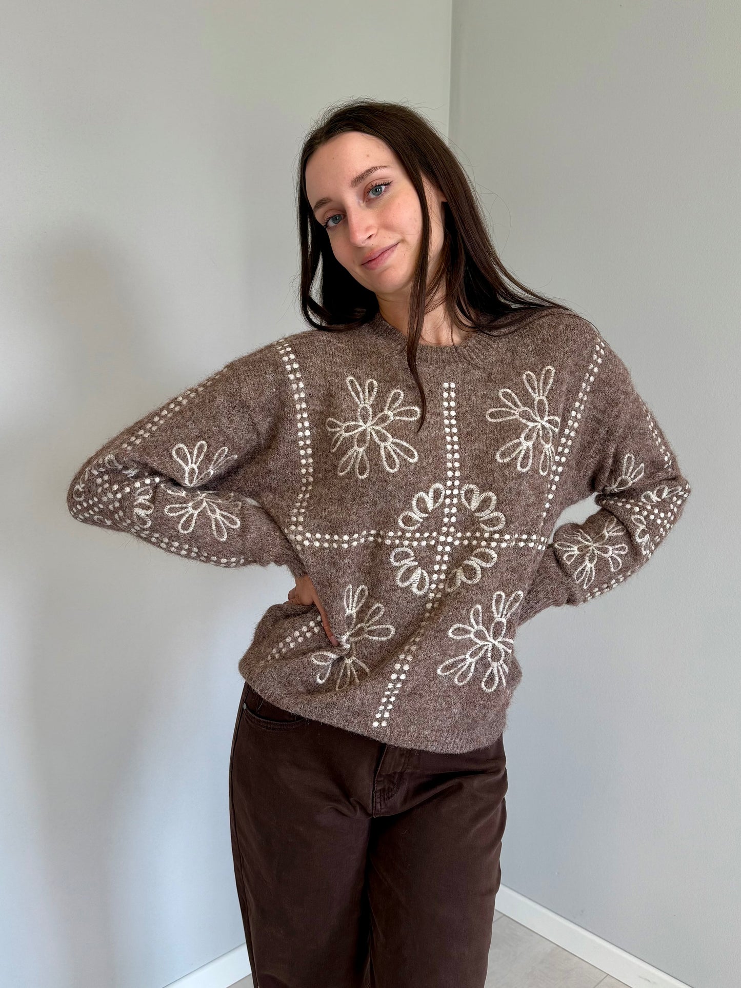 Maglione in Lana Ricamato