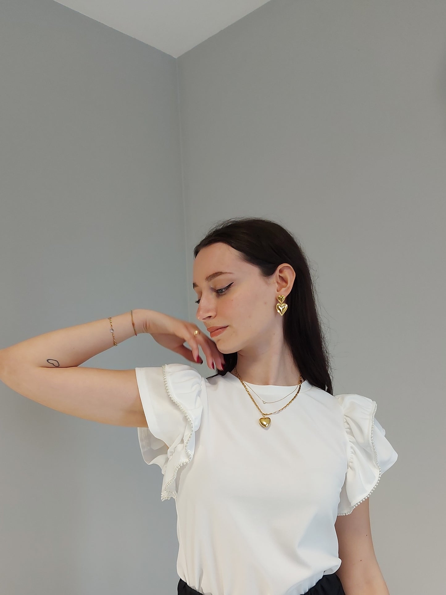 Maglietta Bianca con Perle