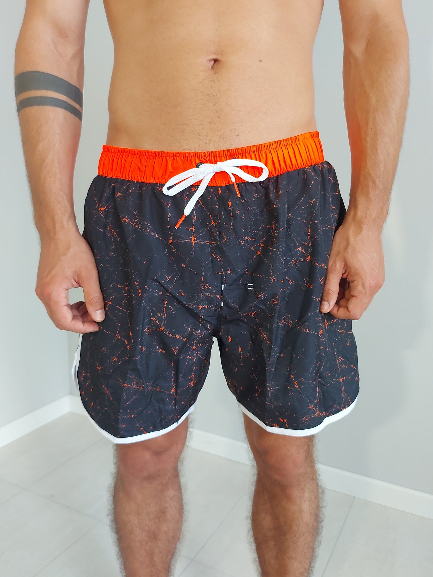 Costume da Bagno Boxer Uomo Arancione con Tasche Brugi MD4X