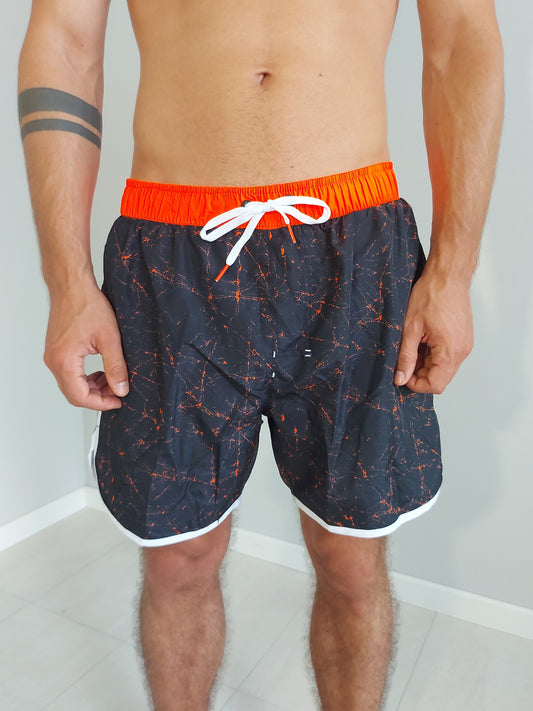 Costume da Bagno Boxer Uomo Arancione con Tasche Brugi MD4X