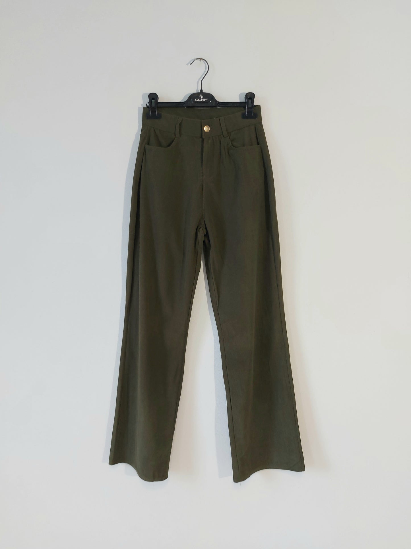 Pantalone a Coste e Vita Alta Verde Militare