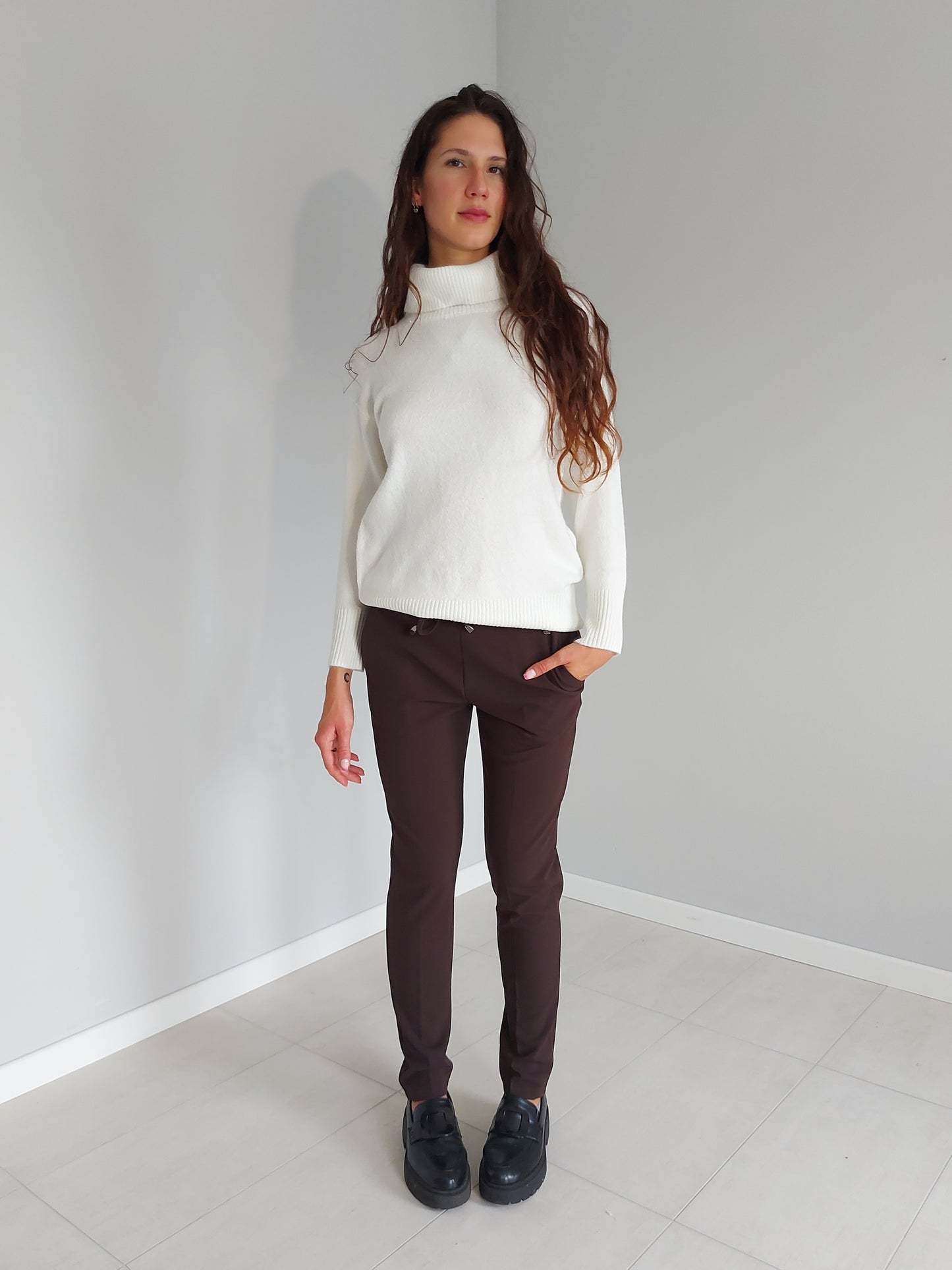 Pantaloni Eleganti con Coulisse Marroni
