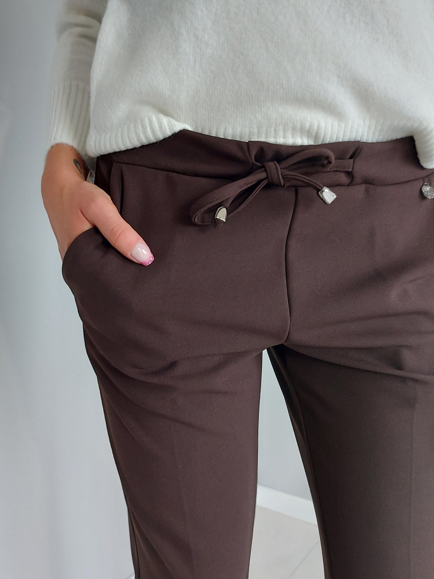 Pantaloni Eleganti con Coulisse Marroni