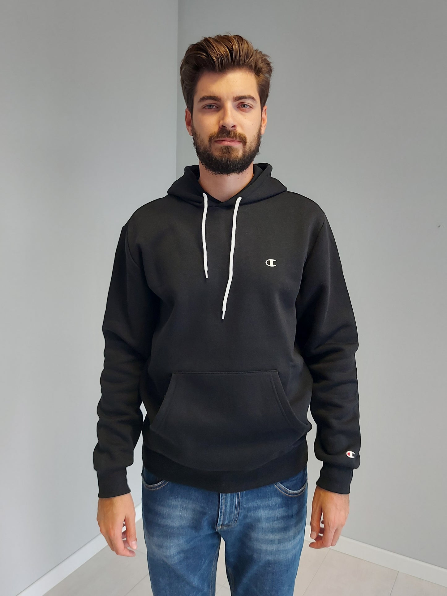 Felpa con Cappuccio Nera Champion BASE-1