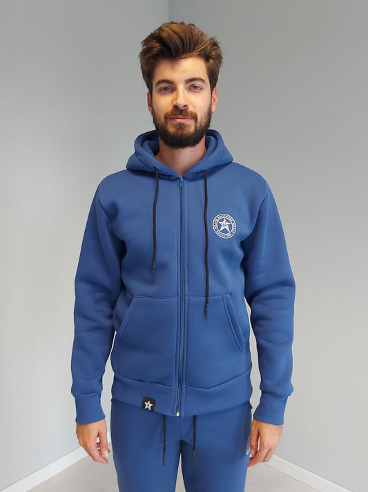 Felpa con Cerniera e Cappuccio Blu Royal Hollywood HWF25-101 z