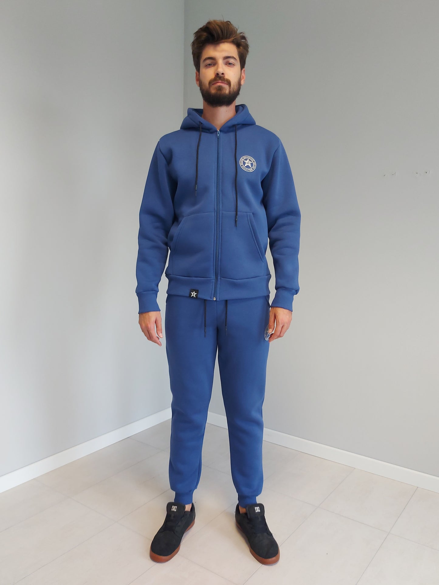 Felpa con Cerniera e Cappuccio Blu Royal Hollywood HWF25-101 z
