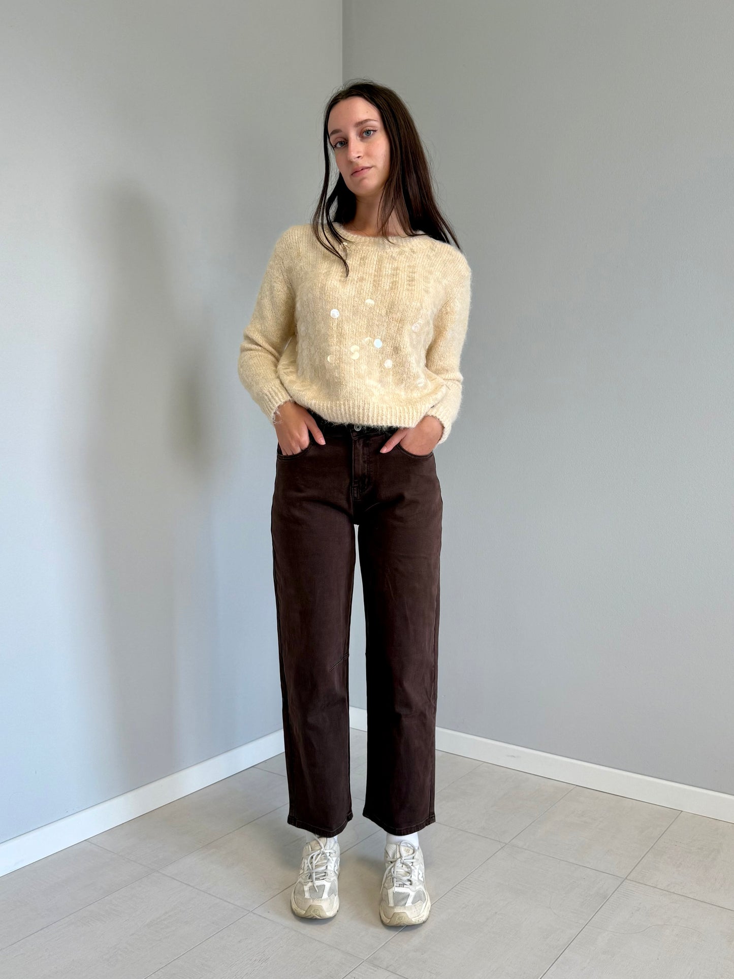 Maglione Panna con Paillettes