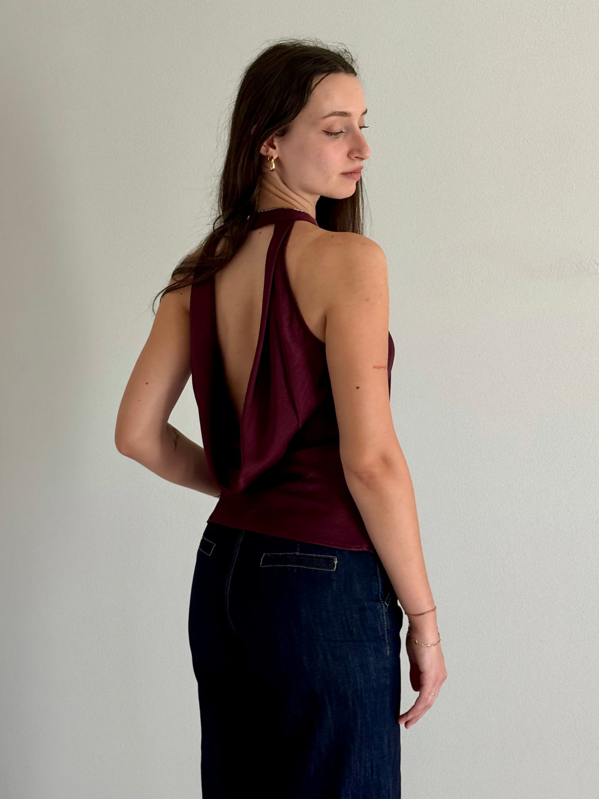 Top con Scollatura sulla Schiena Bordeaux