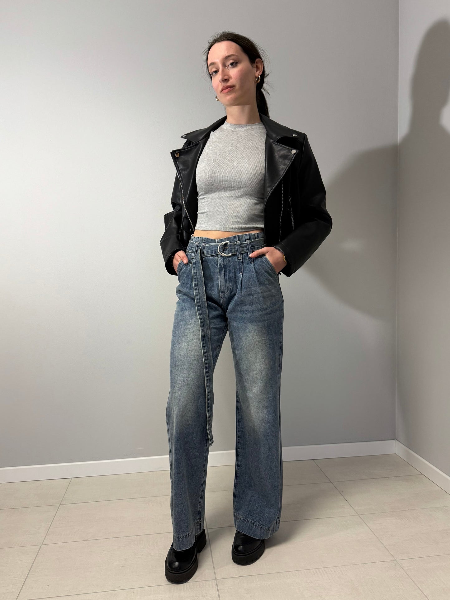 Jeans Palazzo con cintura