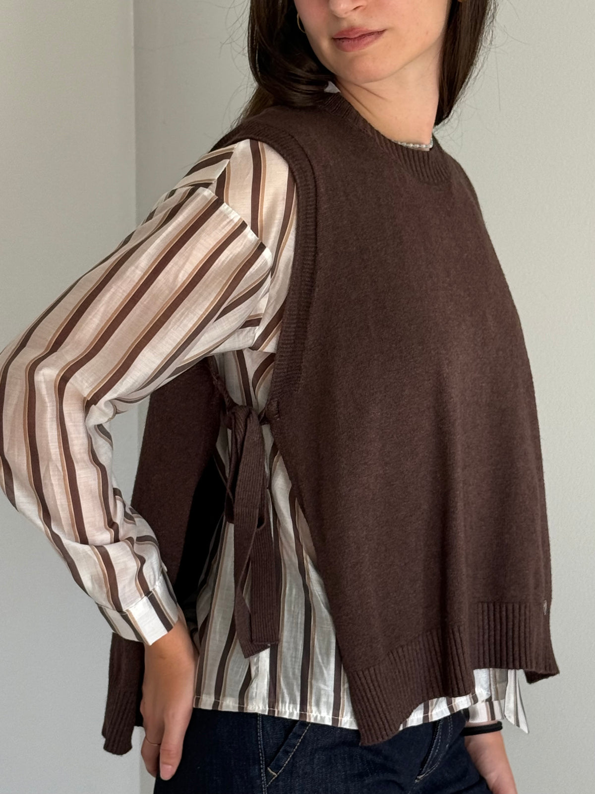Gilet Smanicato Marrone da Donna