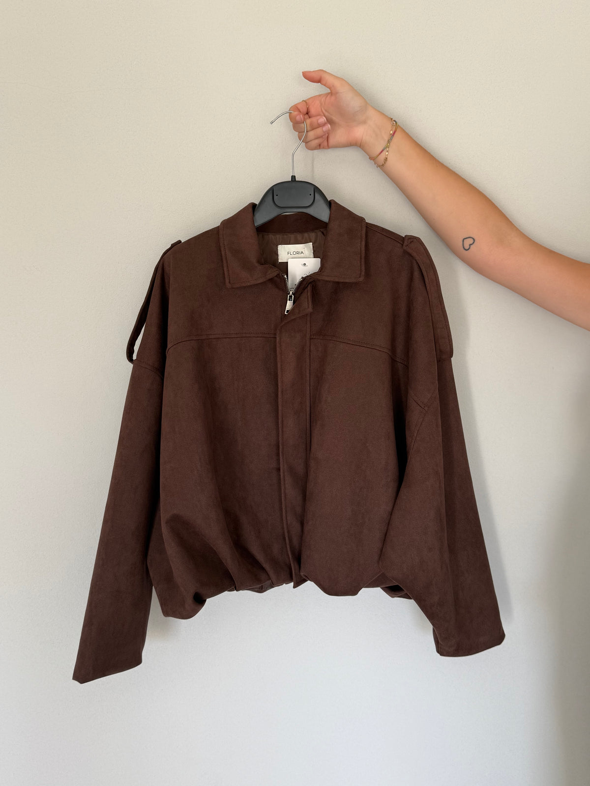 Giacca Oversize Scamosciata Marrone