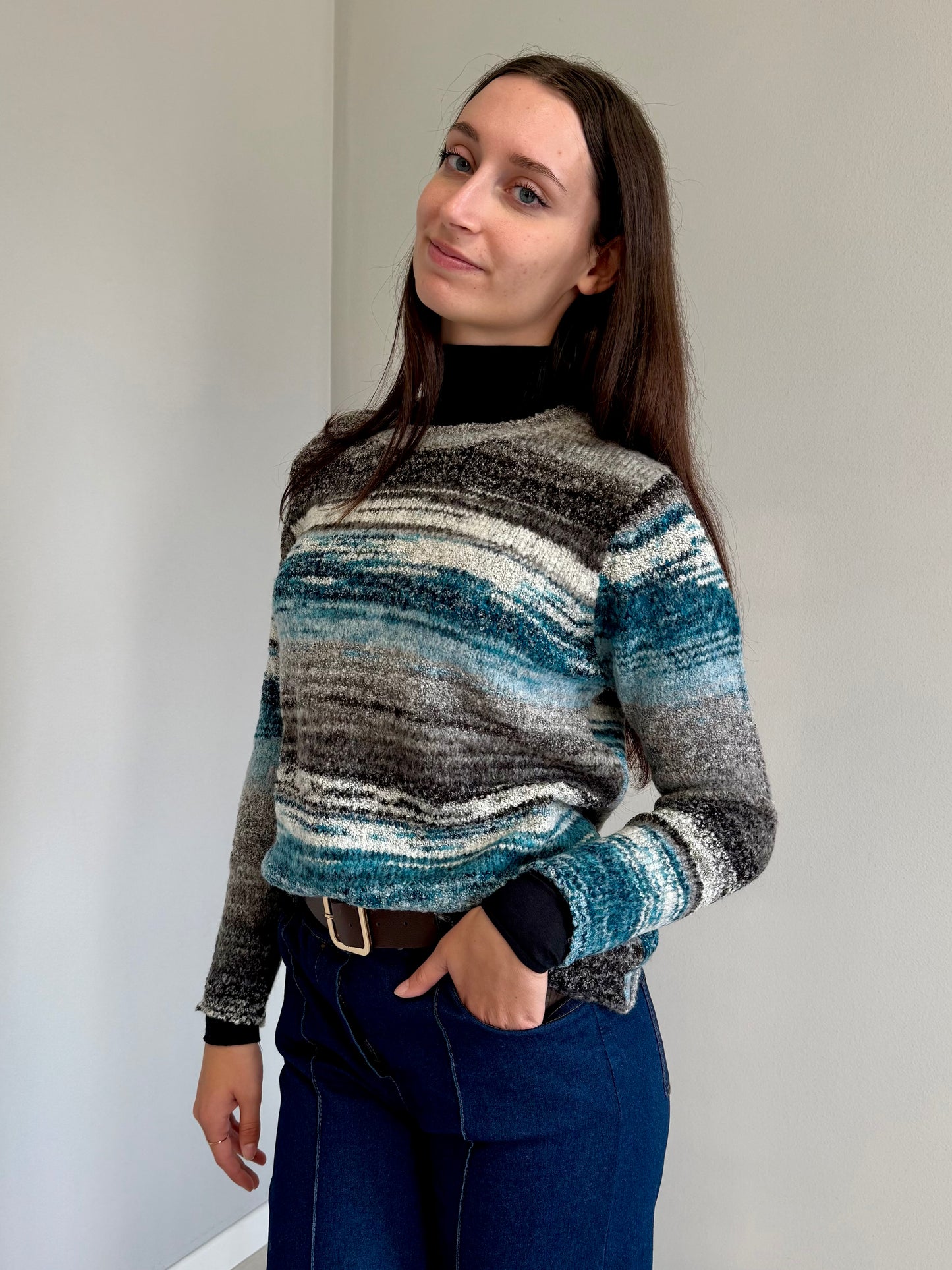 Maglione in Lana Blu Sfumato