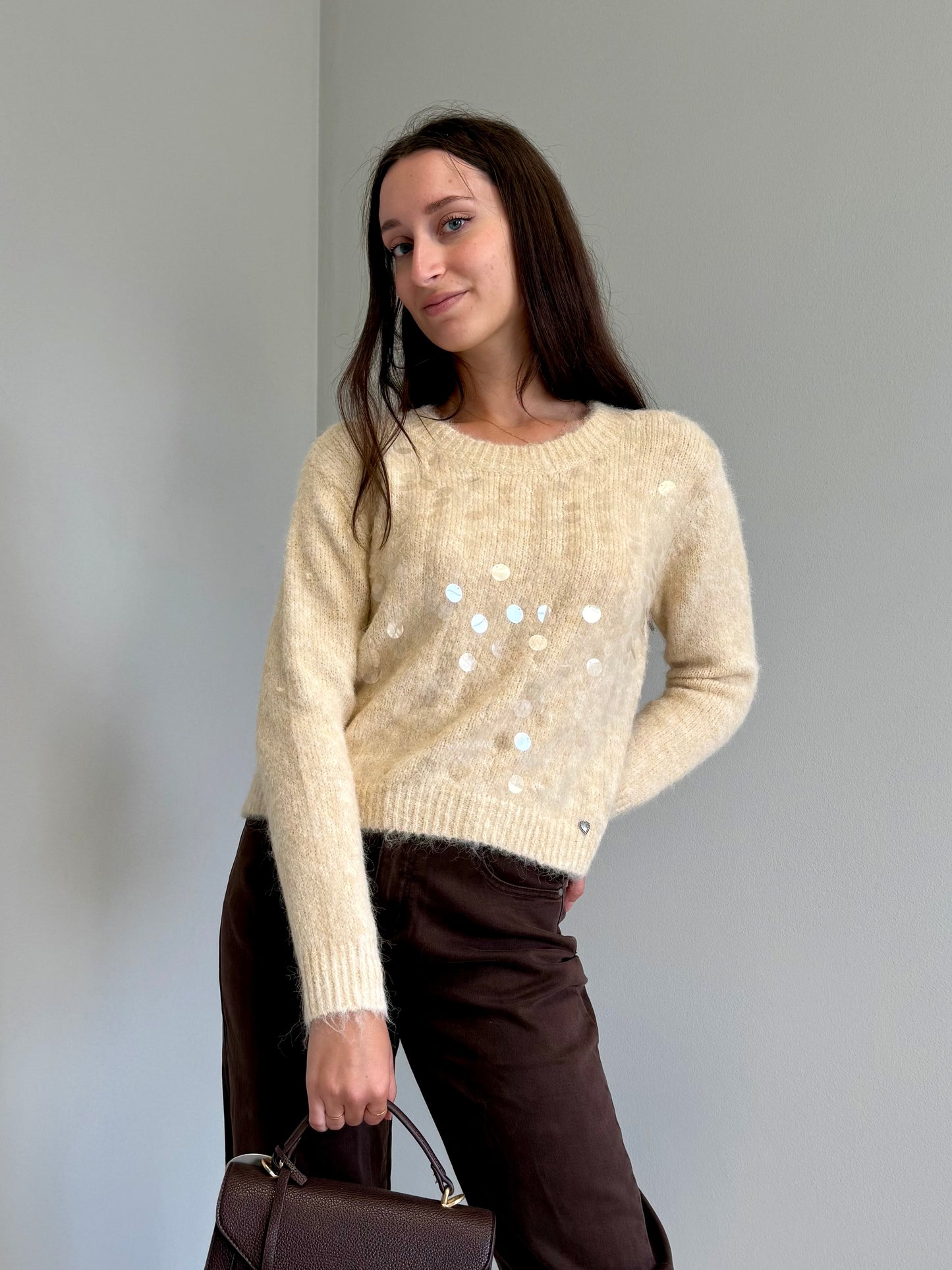 Maglione Panna con Paillettes