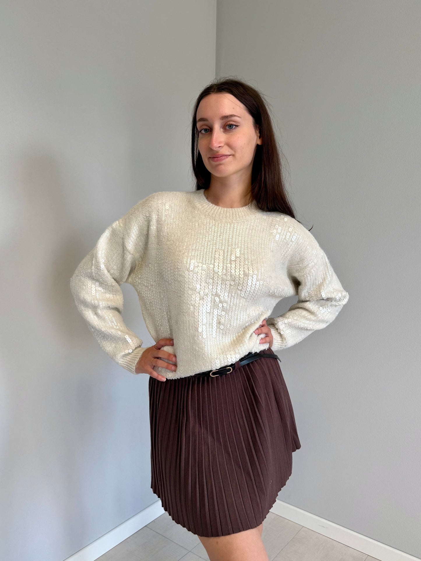 Maglione Panna con Paillettes