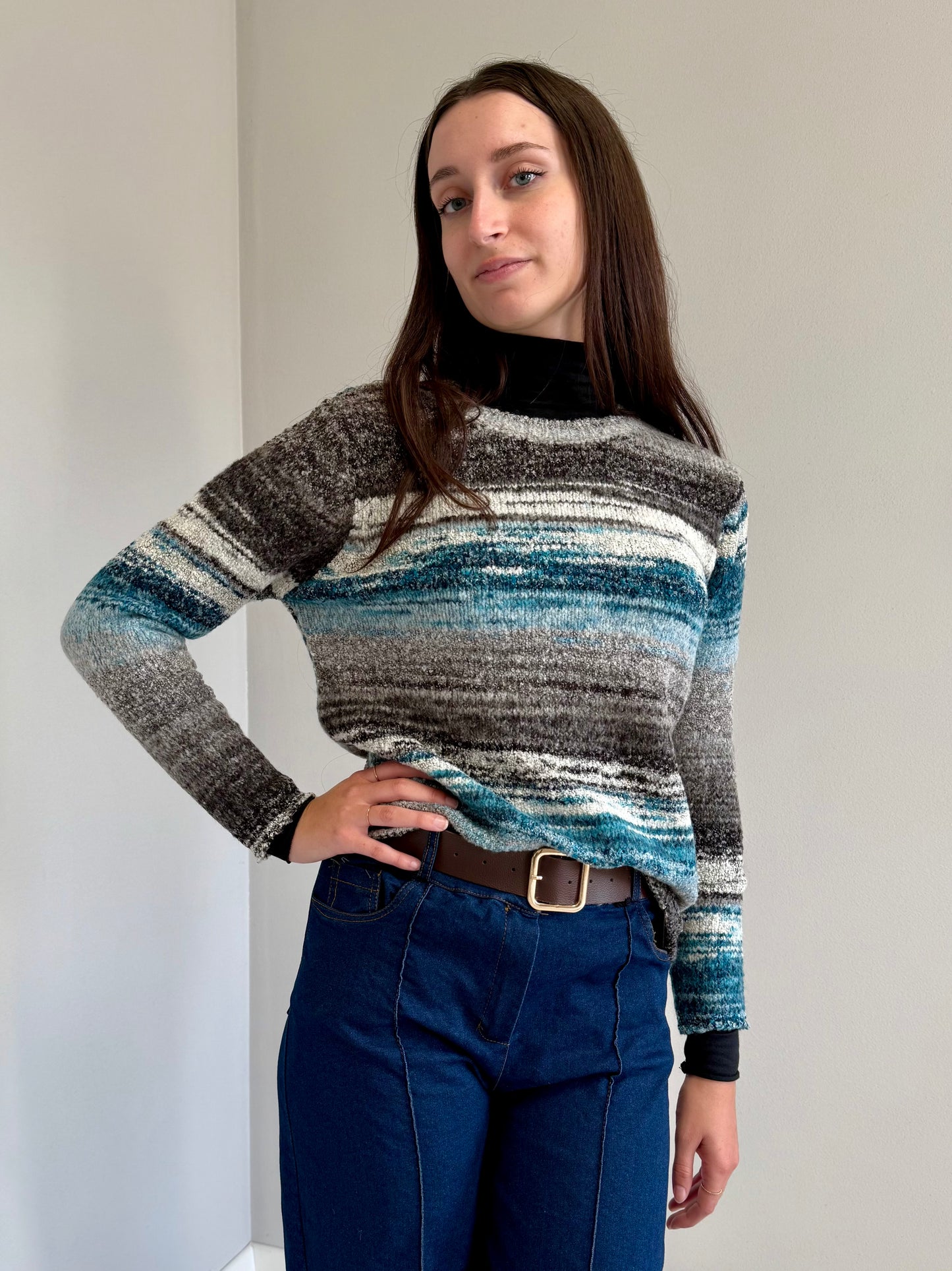 Maglione in Lana Blu Sfumato