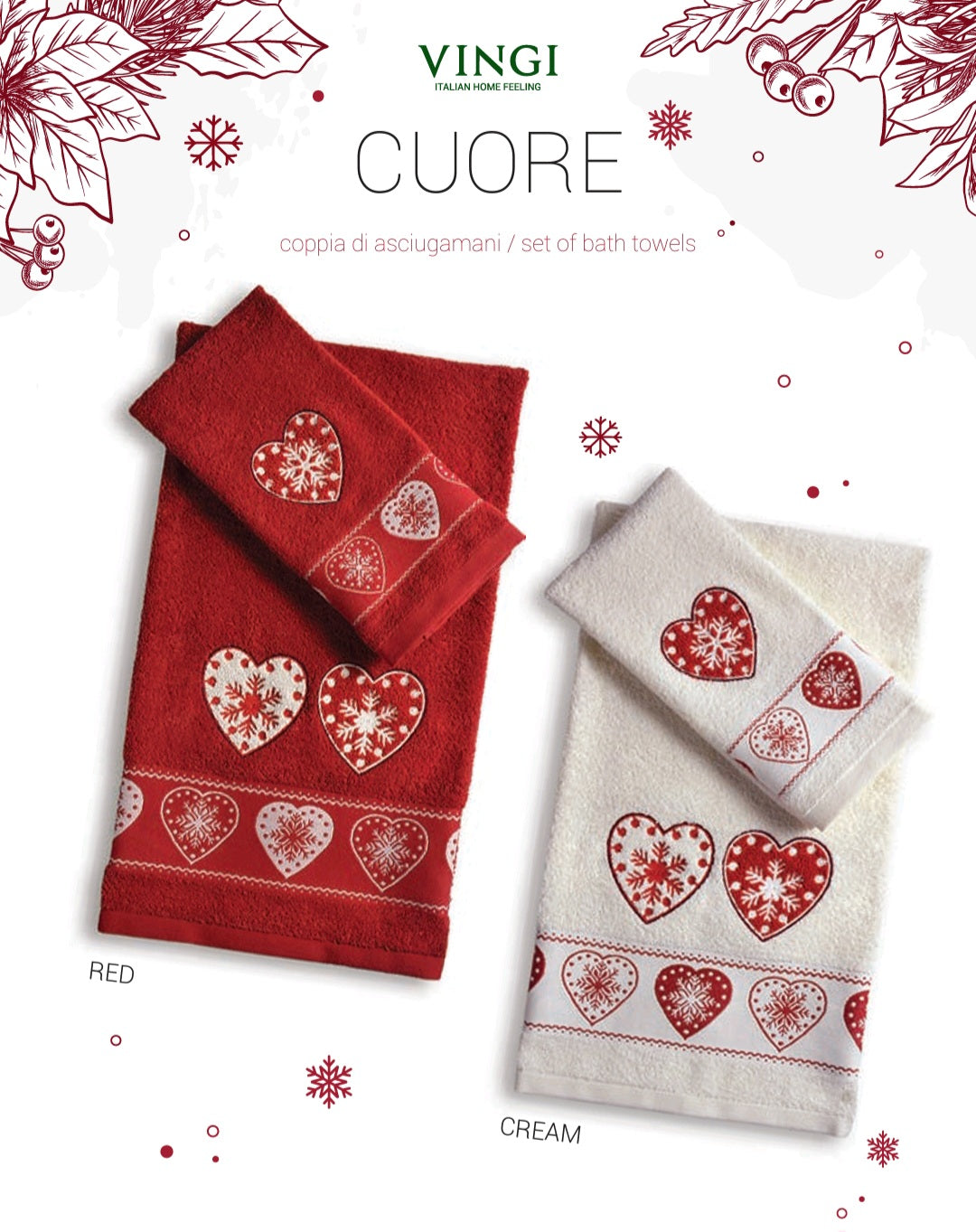Set di Due Asciugamani Natalizi Vingi Cuore