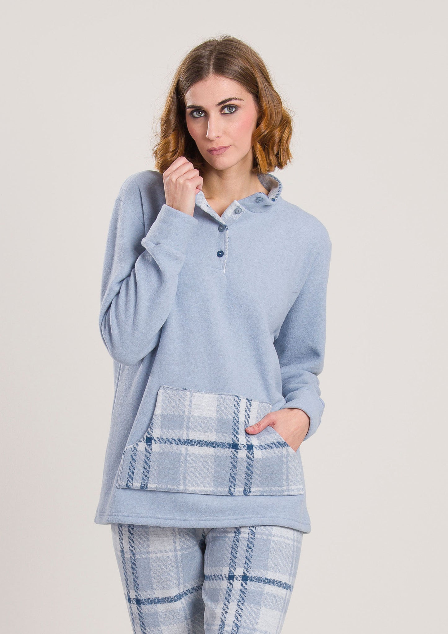 Pigiama Felpato Scozzese da Donna V50111