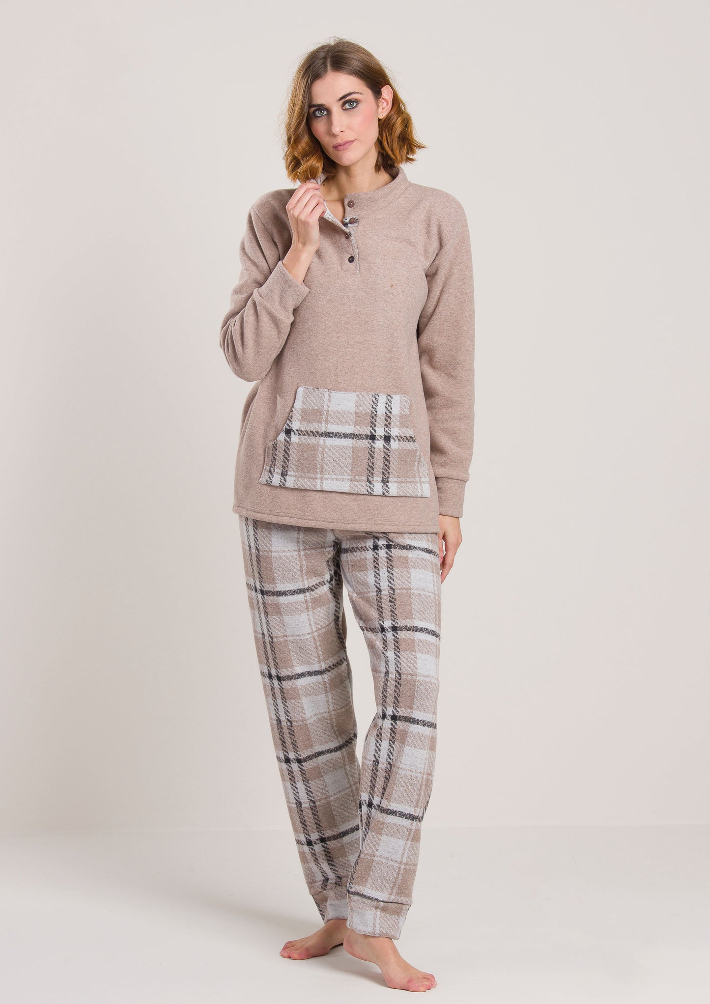 Pigiama Felpato Scozzese da Donna V50111