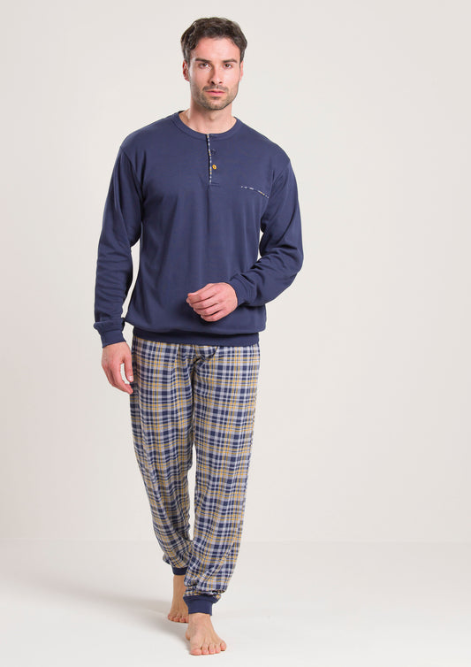 Pigiama da Uomo Caldo Cotone Blu Gary V6005