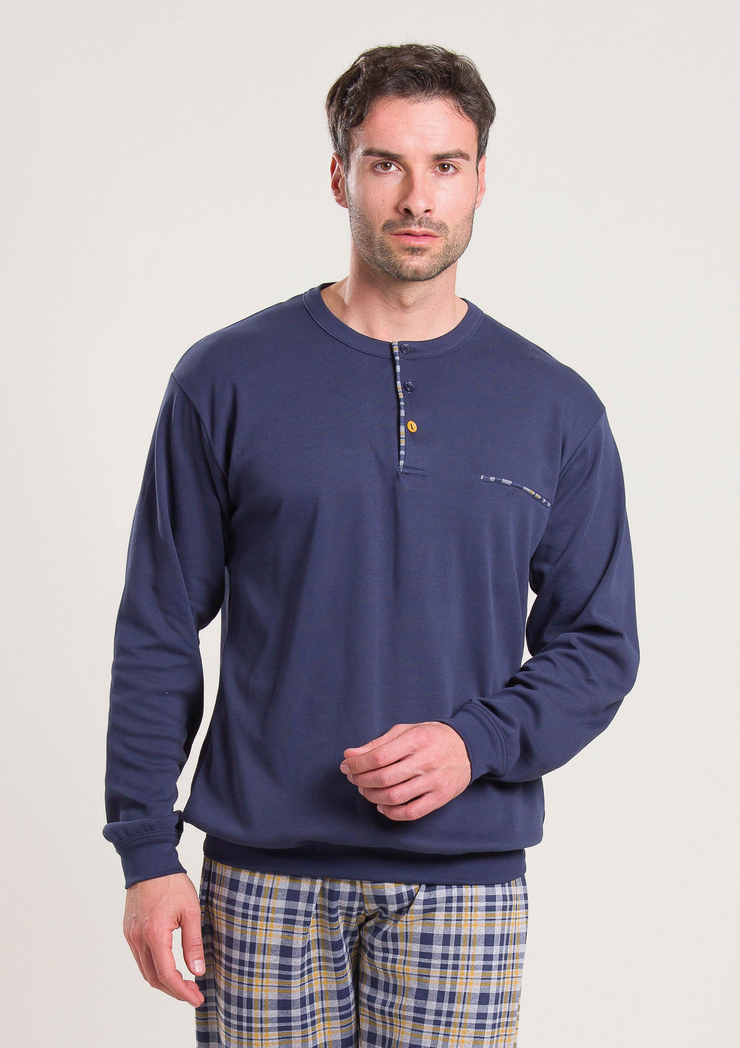 Pigiama da Uomo Caldo Cotone Blu Gary V6005