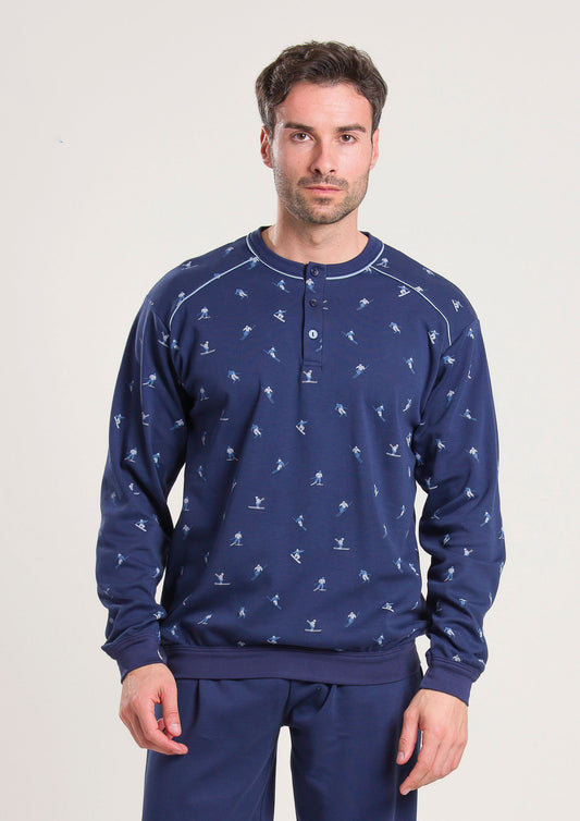 Pigiama da Uomo Caldo Cotone Blu Gary V60010