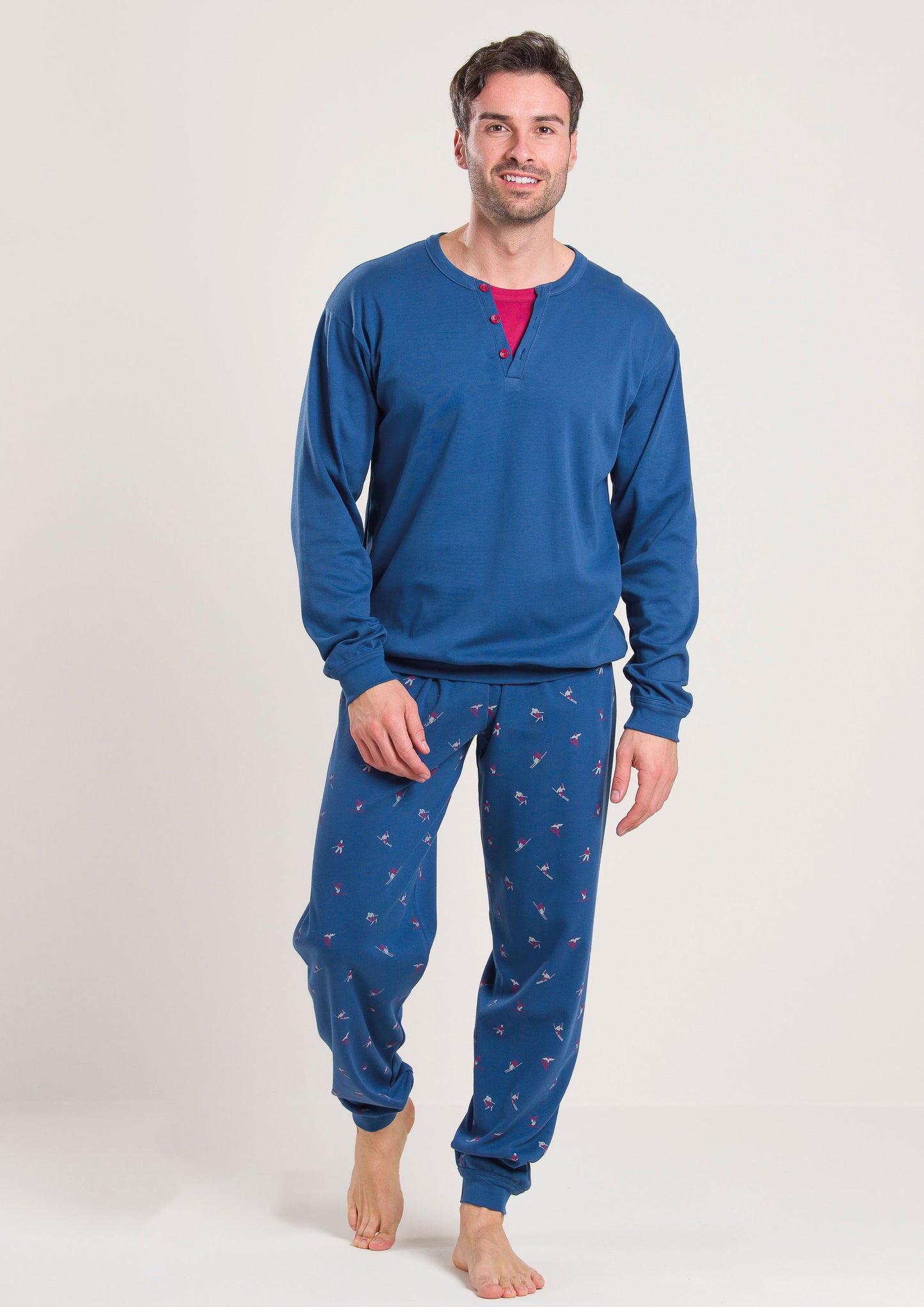 Pigiama Caldo Cotone Blu Gary V60011