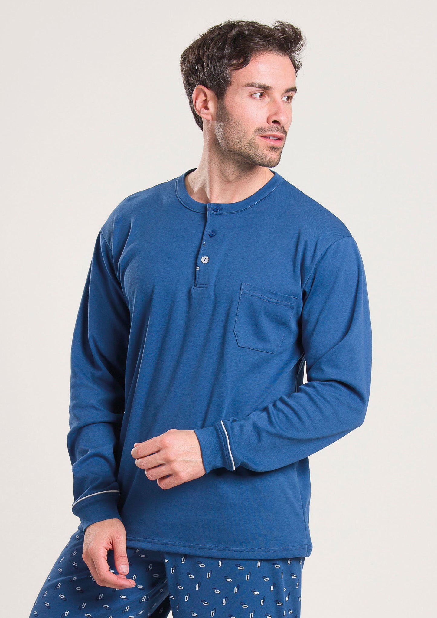 Pigiama Caldo Cotone Blu Gary V60020