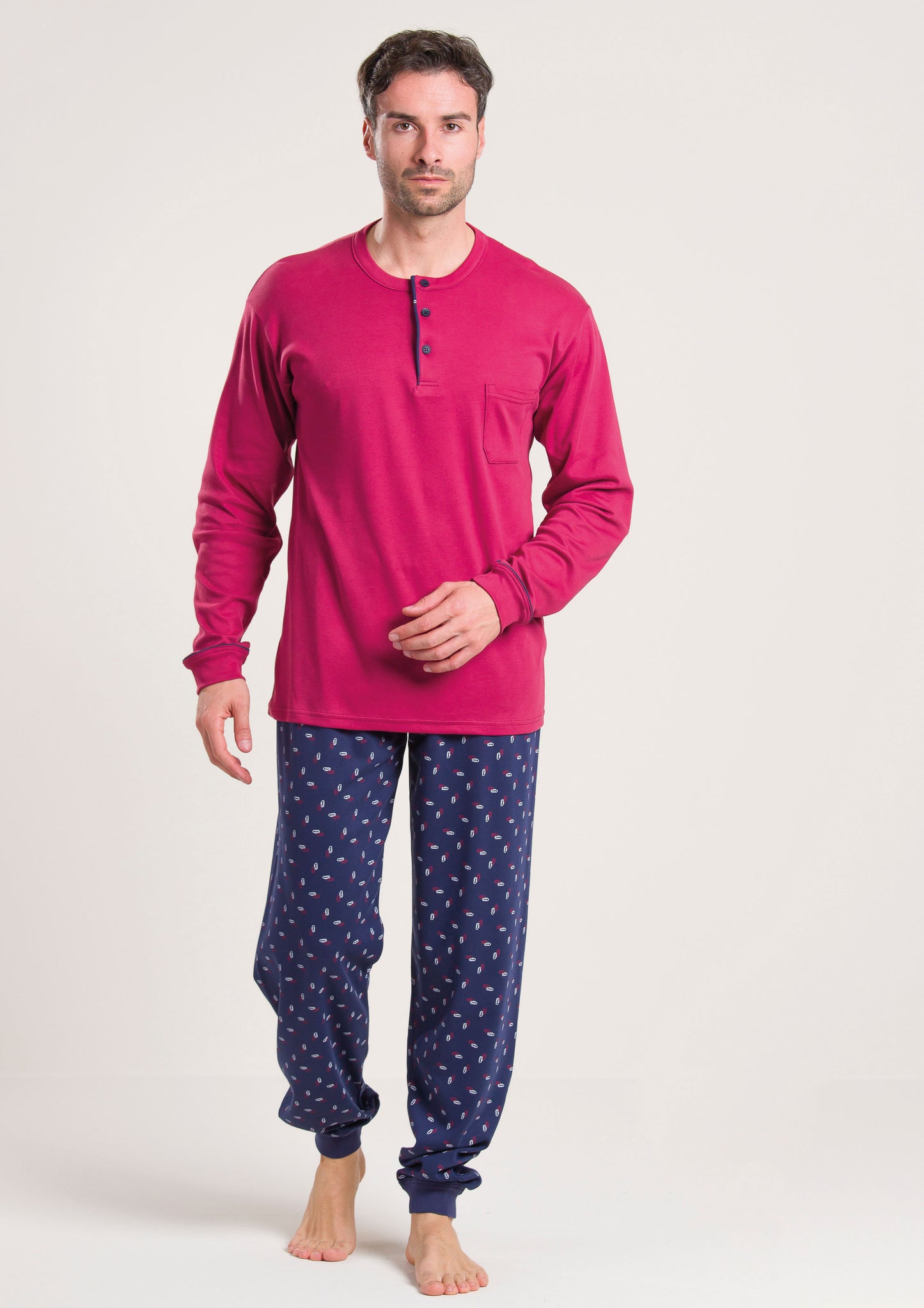 Pigiama Caldo Cotone Rosso Gary V60020