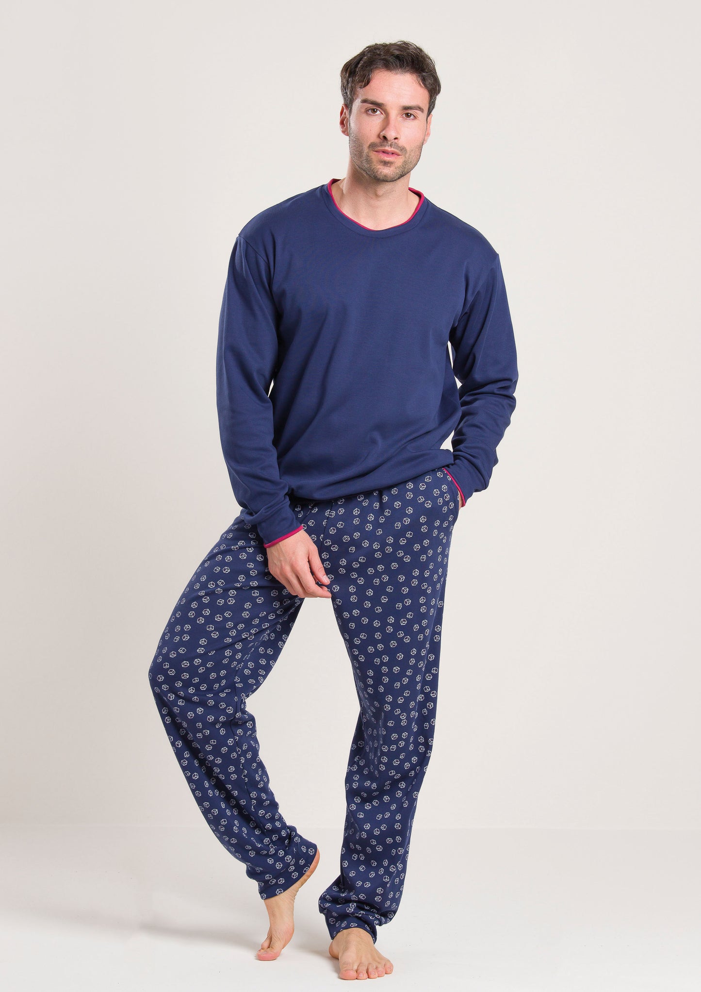 Pigiama Caldo Cotone Blu Gary V60025