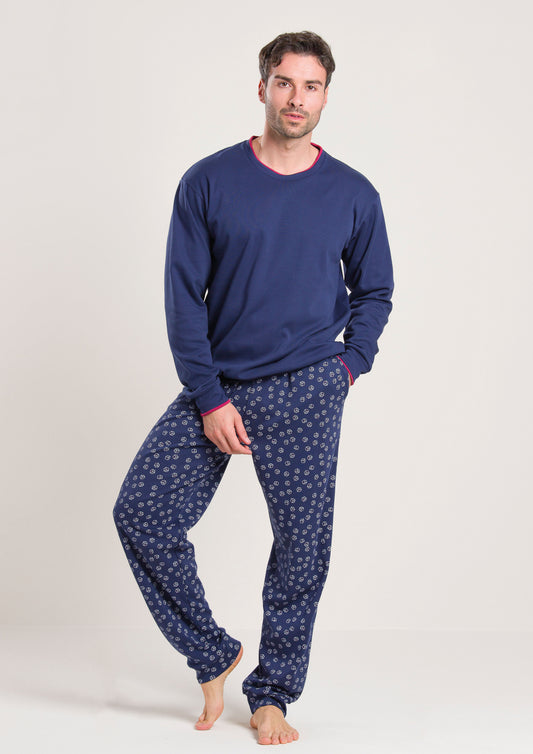 Pigiama Caldo Cotone Blu Gary V60025
