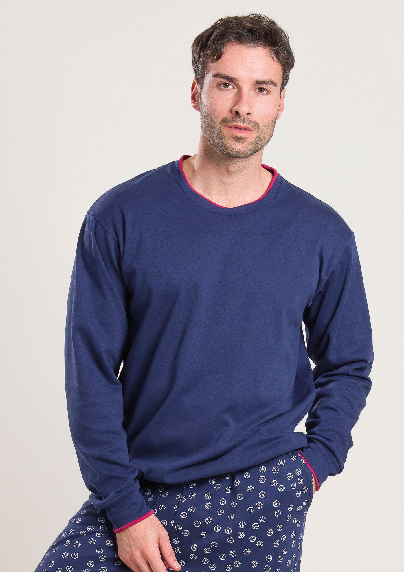 Pigiama Caldo Cotone Blu Gary V60025