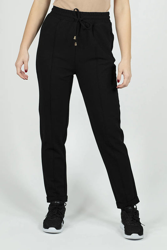Pantaloni Neri con Elastico in Vita Brugi CM5U