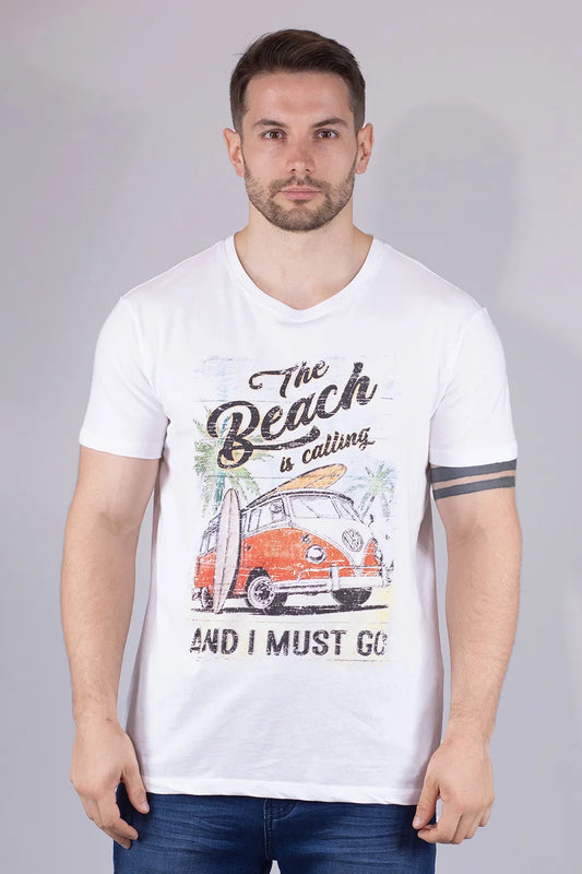 T-shirt in Cotone da Uomo con Stampa Brugi ME4U