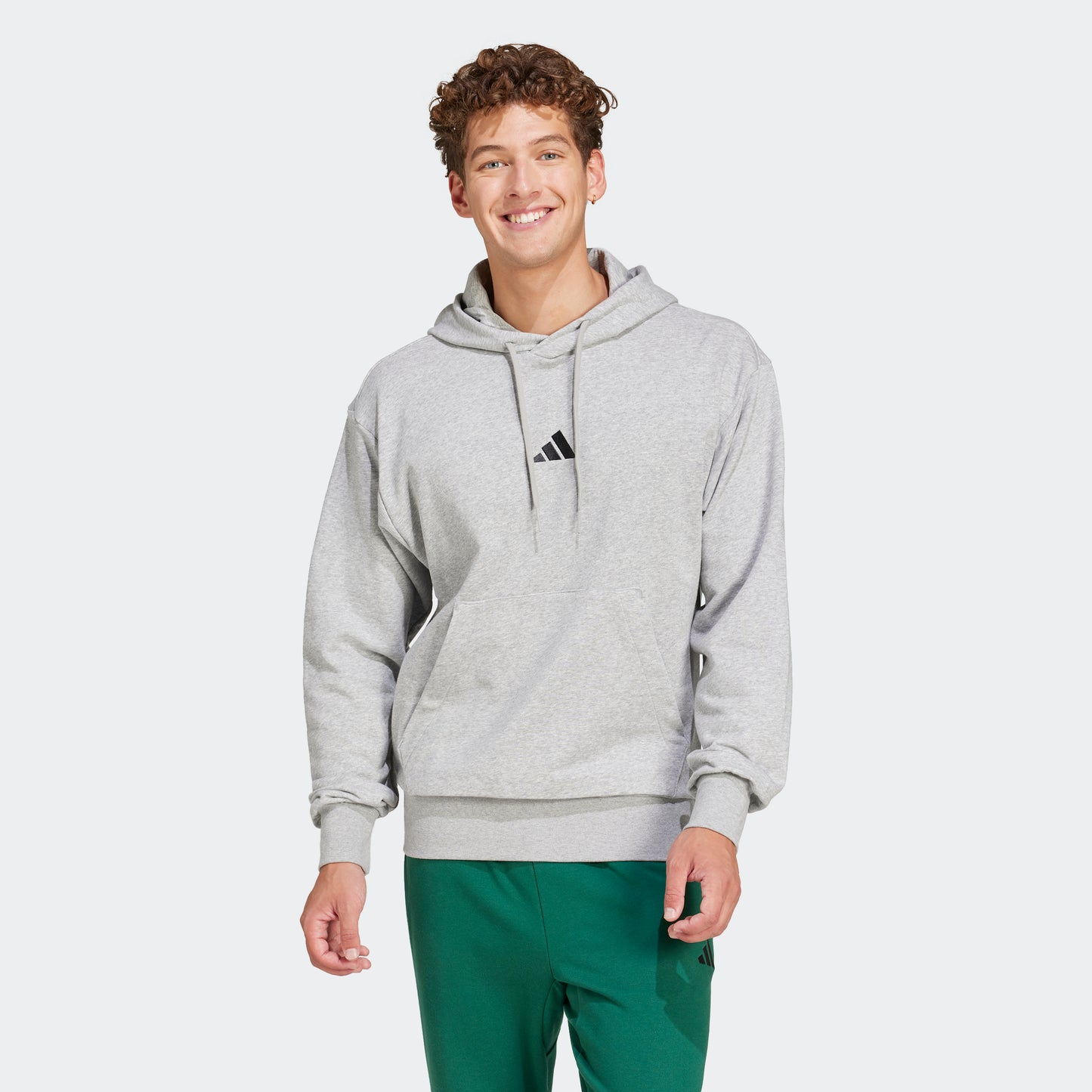 Felpa con Cappuccio adidas Essentials Feelcozy French Terry Grigia