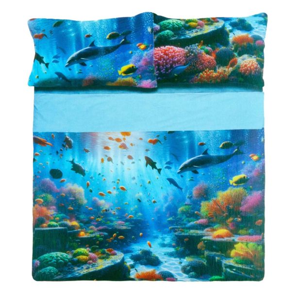 Completo Letto Lenzuola Matrimoniale Dolphin Novia