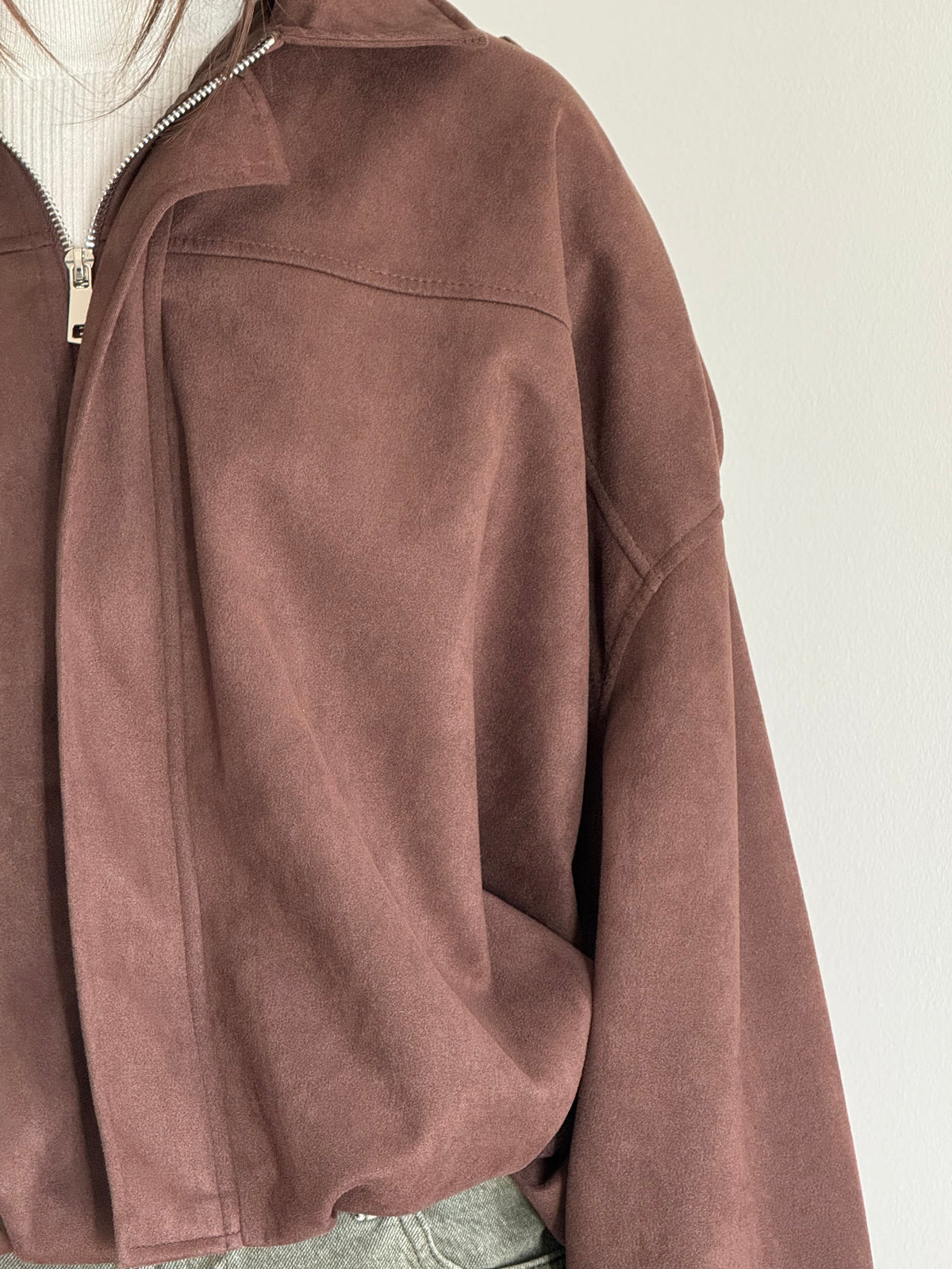 Giacca Oversize Scamosciata Marrone