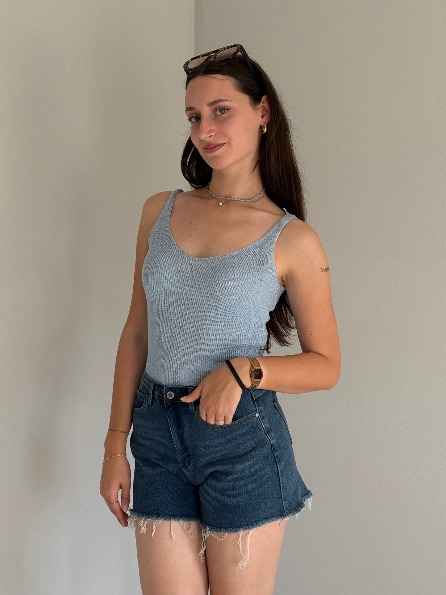 Canottiera Azzurra Leggera Donna