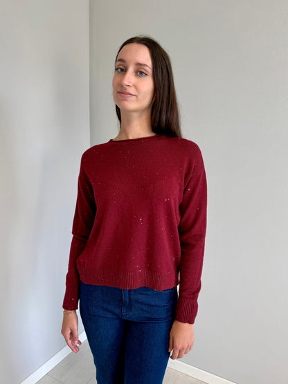 Maglione Bordeaux con Paillettes