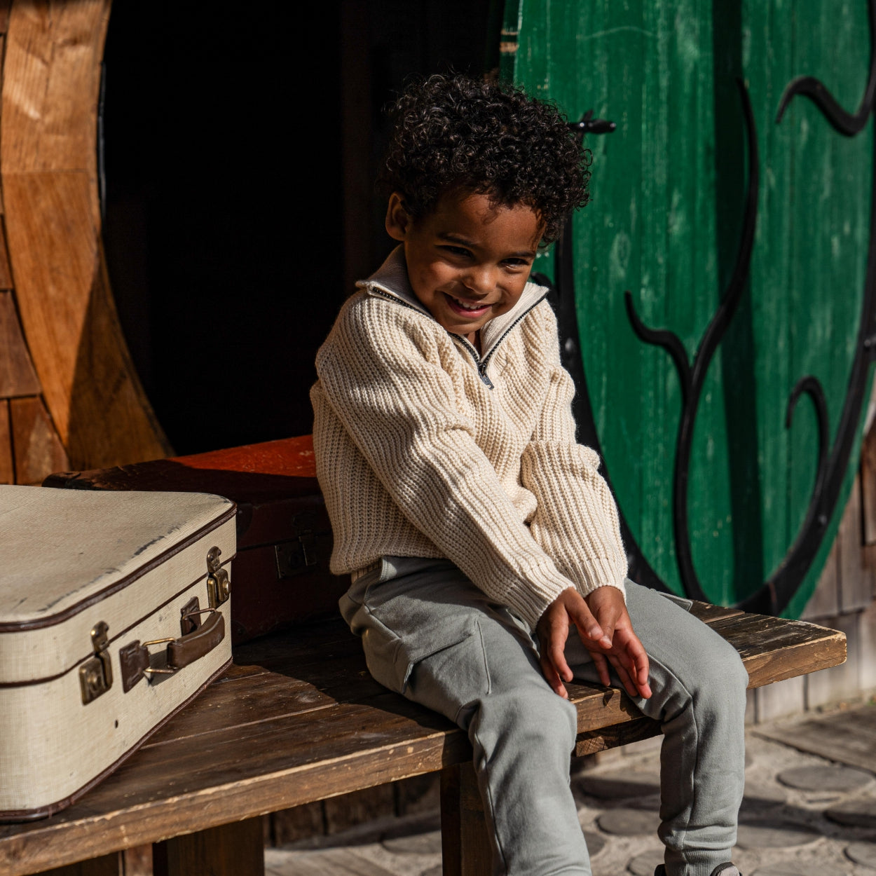 Maglione con Zip Beige da Bimbo Koko Noko Q52807-37