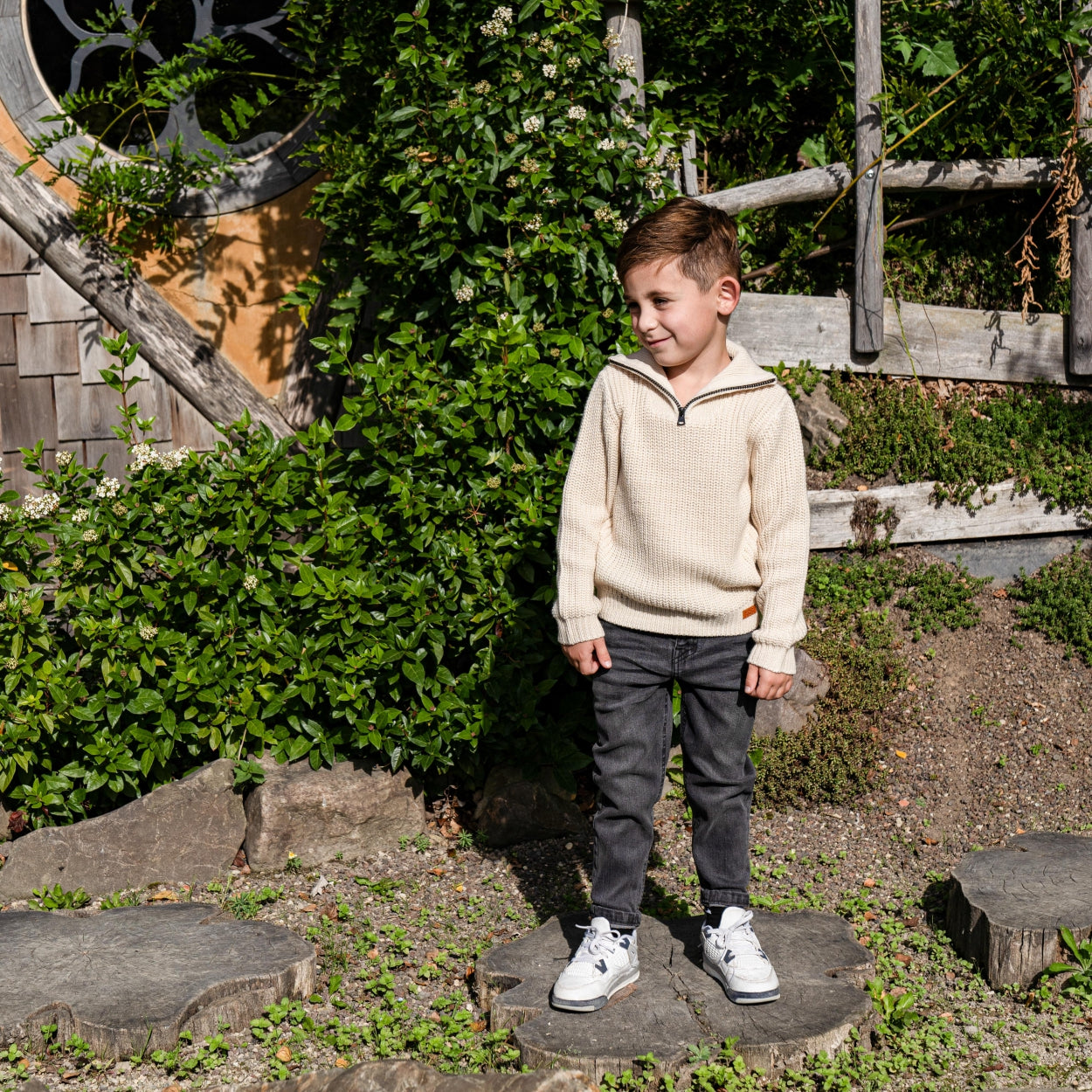 Maglione con Zip Beige da Bimbo Koko Noko Q52807-37