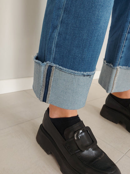 Jeans Palazzo con Maxi Risvolto
