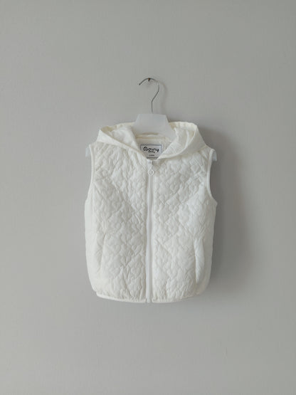 Gilet Imbottito con Cappuccio Bianco