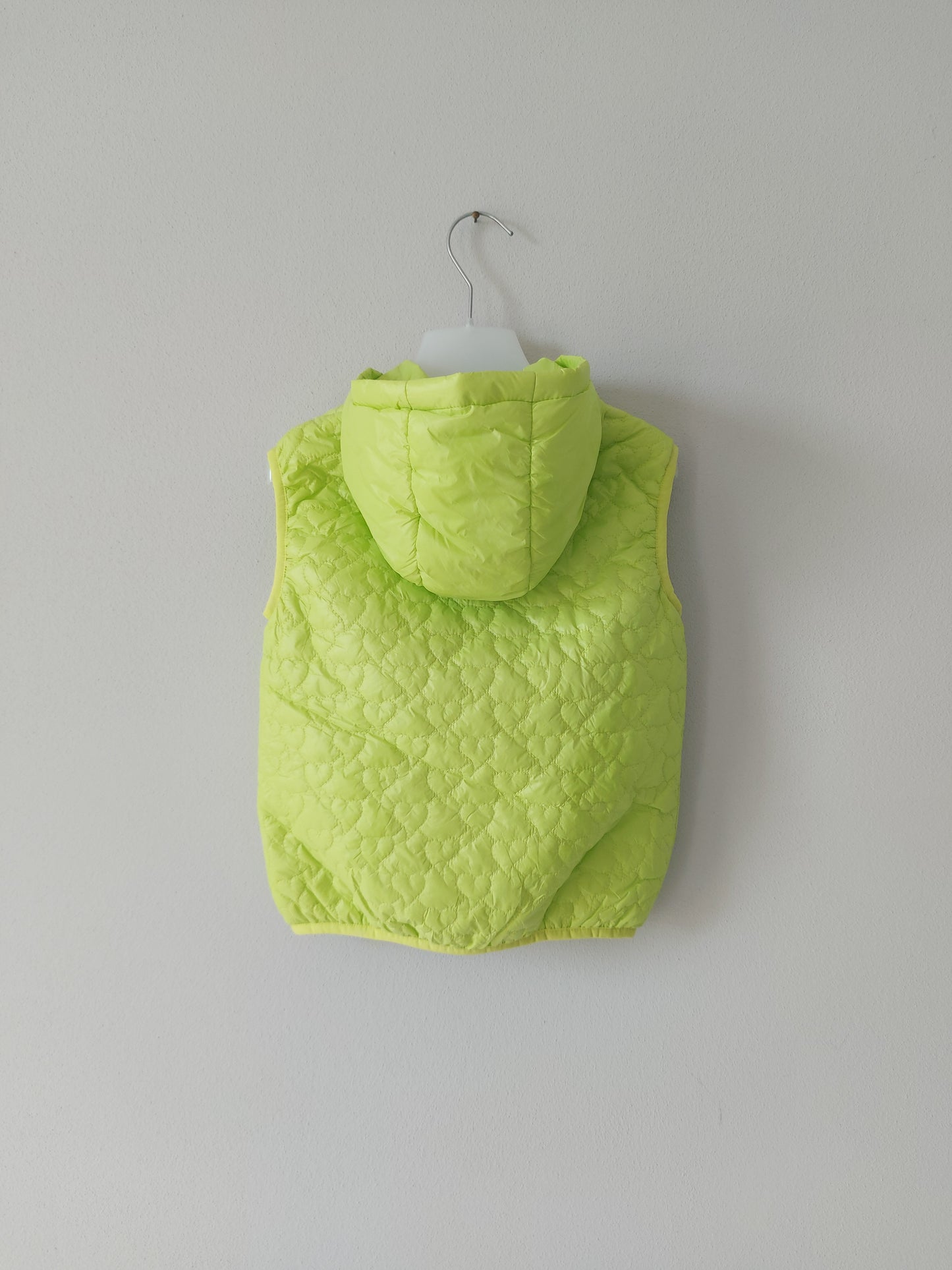 Gilet Imbottito con Cappuccio da Bimbi Verde Lime