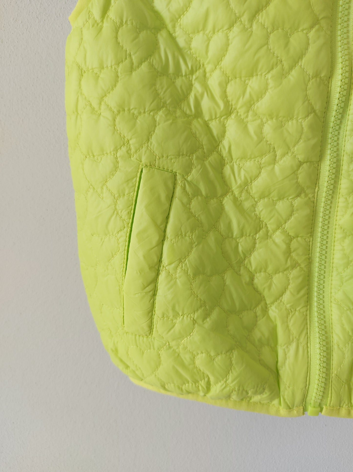 Gilet Imbottito con Cappuccio da Bimbi Verde Lime