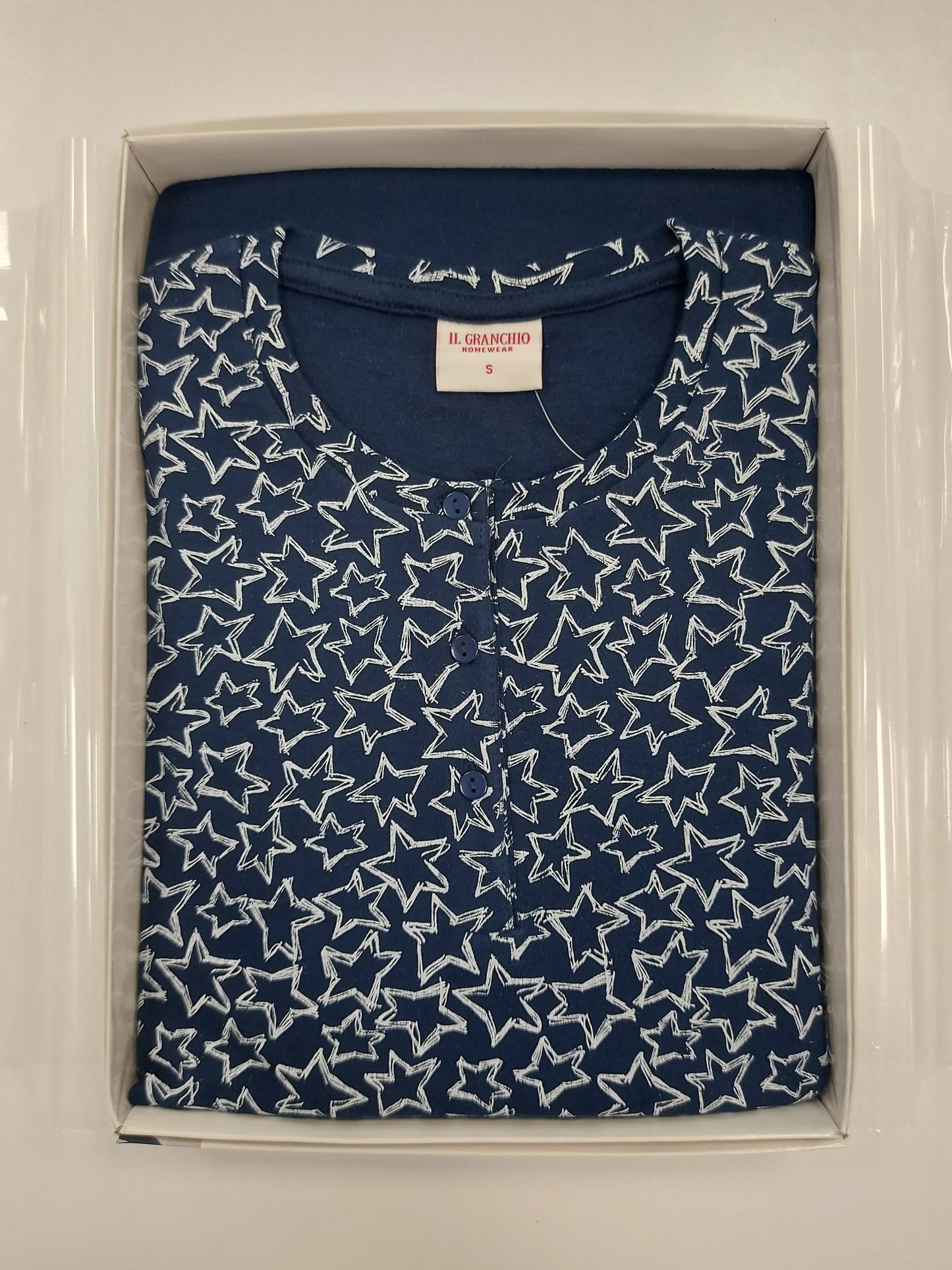 Pigiama Caldo Cotone Blu con Stelle GP6079
