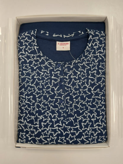 Pigiama Caldo Cotone Blu con Stelle GP6079