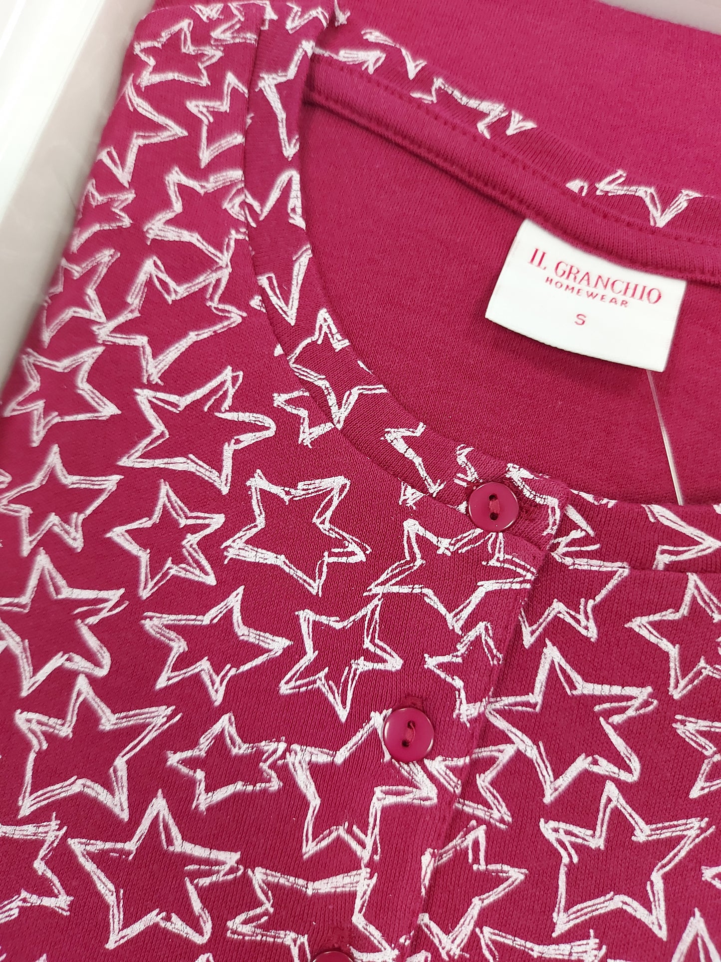 Pigiama Caldo Cotone Magenta con Stelle