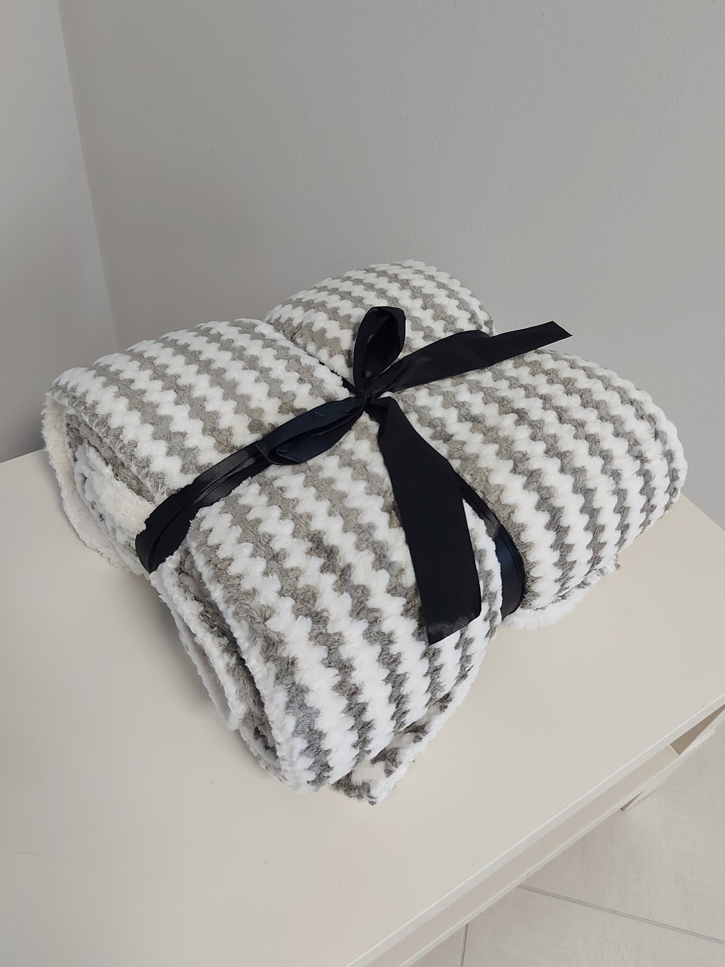 Plaid da Divano 130X160 cm Grigio e Bianco ZA52