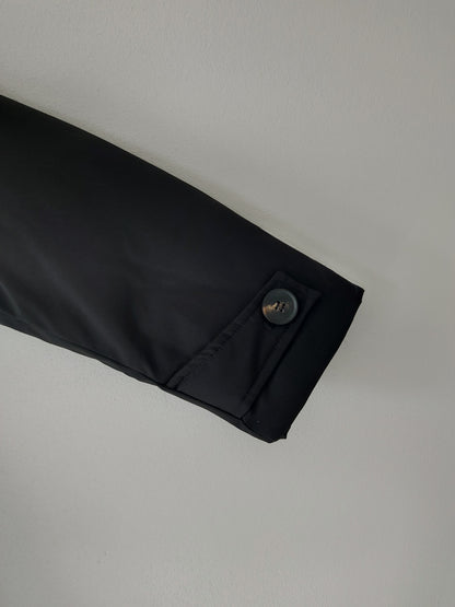 Giubbotto Nero Brugi con Cappuccio di Pelo e Tasche CY46