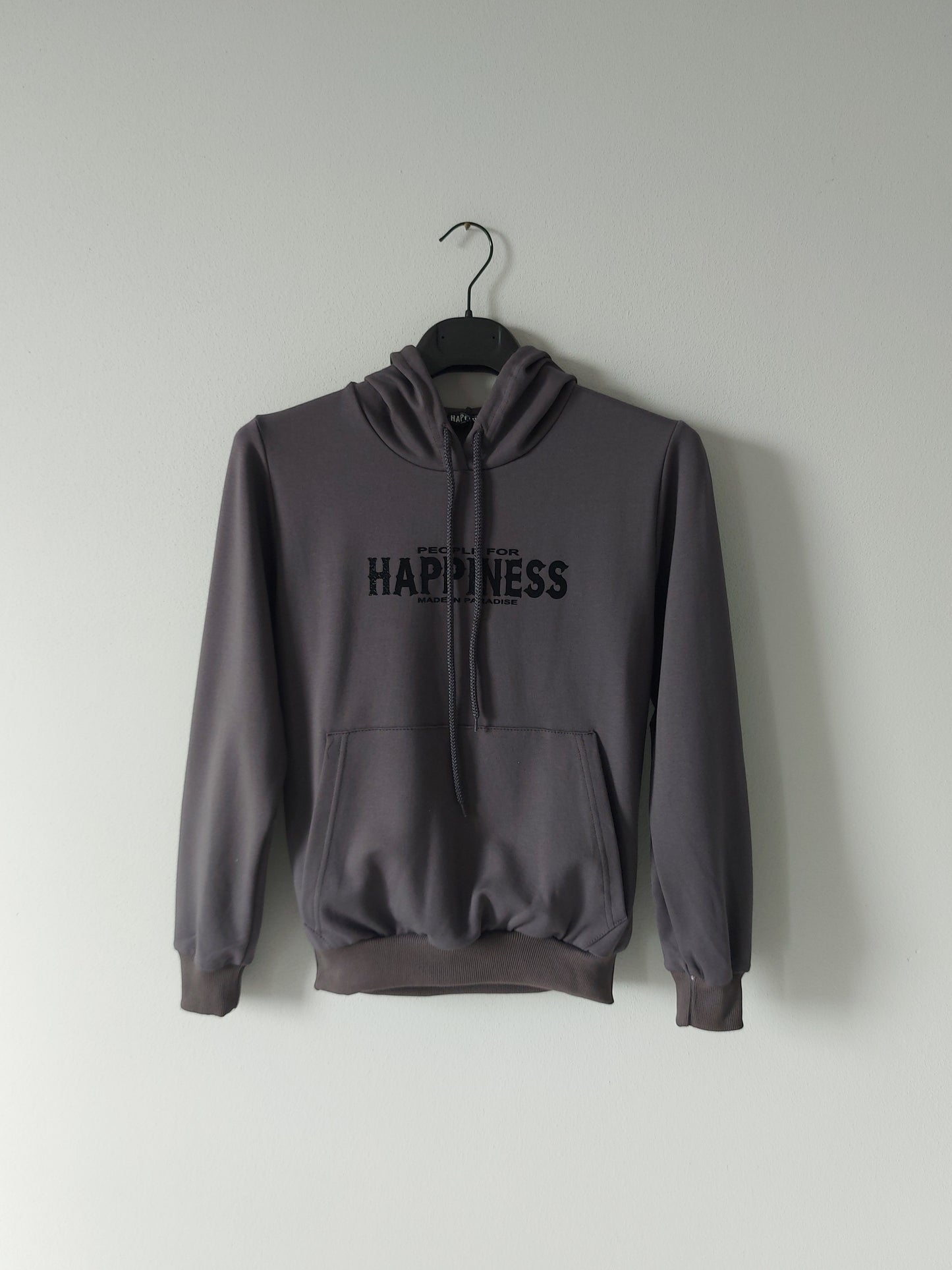 Felpa con Cappuccio Grigia Happiness